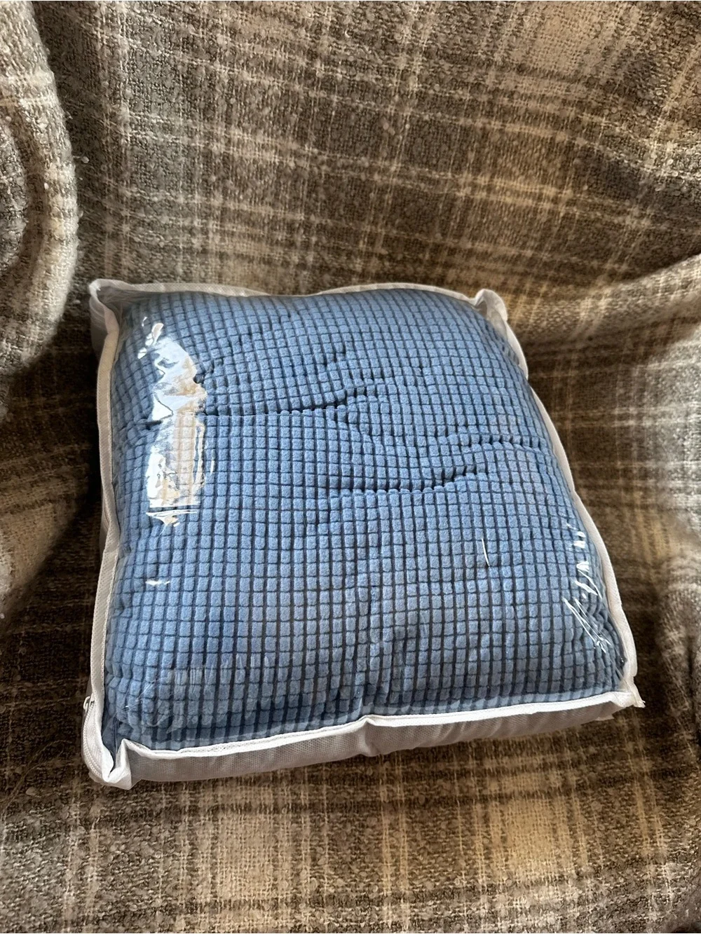 Textured Blue Armchair Slipcover - Stretch Waffle Knit